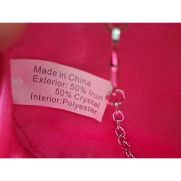 Wom Handbag Crystal Clutch Studded Pink Fuschia Purse Evening Holiday Bag - Picture 13 of 14